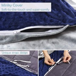 Ultra Soft Plush Weighted Blanket Cover Grey Navy 